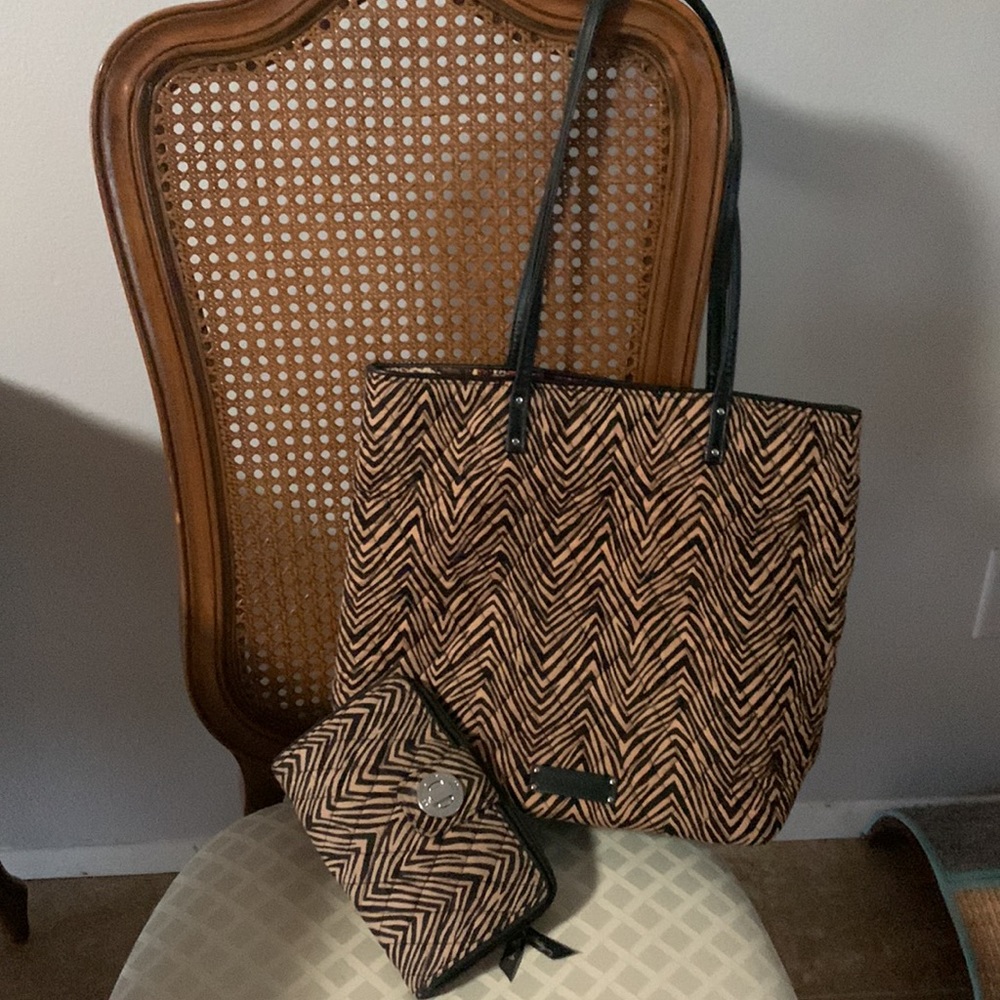 Vera Bradley zebra print front closure wallet and bag